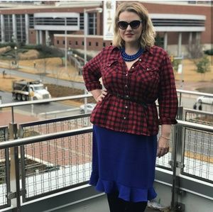 Red and Navy Plaid Cato Button Down
